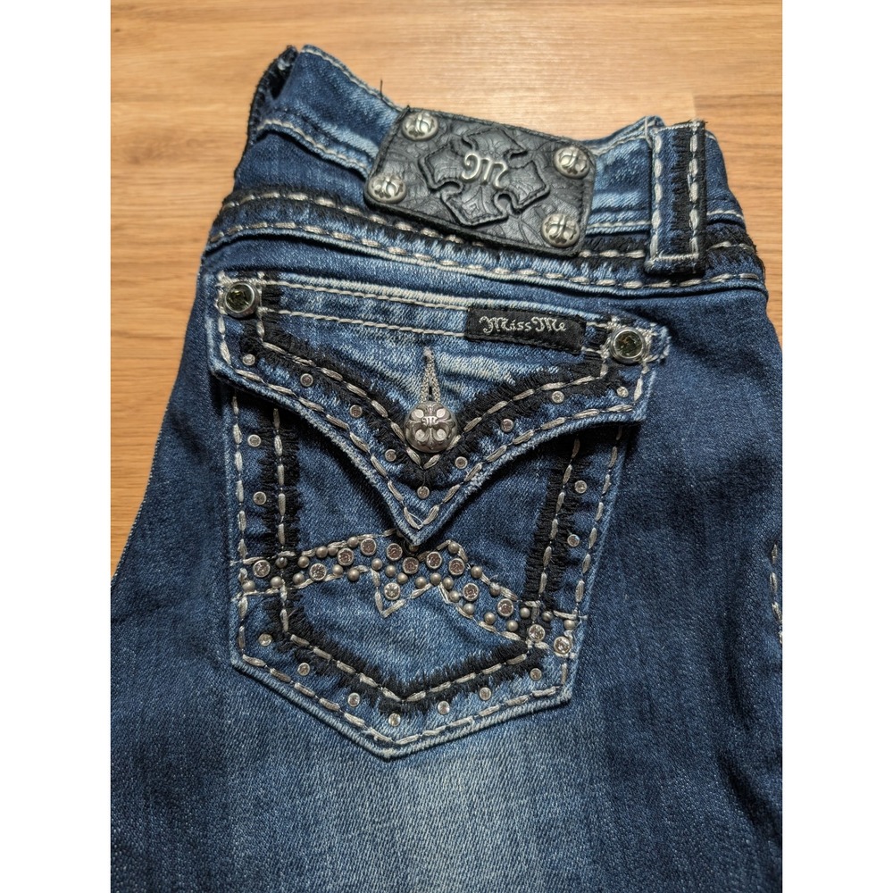 Miss‎ Me Skinny Jeans Size 26 Dark Wash Embellished Flap Pocket JE1052SX 685